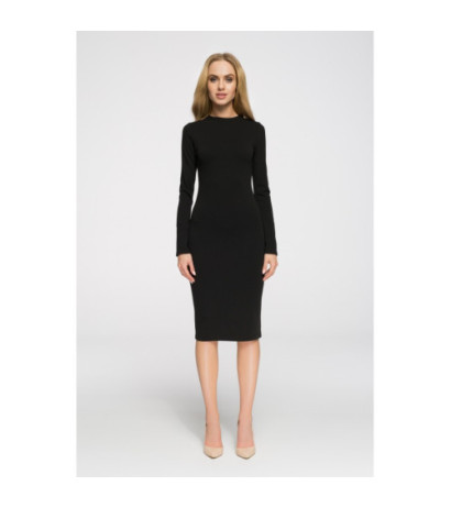 S033 Wieczorowa sukienka z długim rękawem - czarna