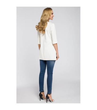 M278 Asymetryczna tunika z zamkiem - ecru