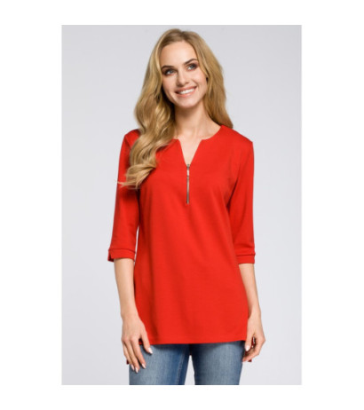 M278 Asymetryczna tunika z zamkiem - czerwona