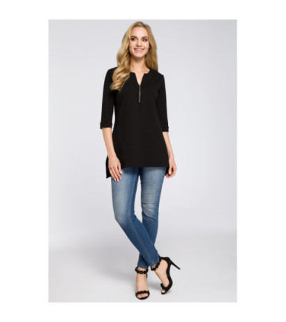 M278 Asymetryczna tunika z zamkiem - czarna