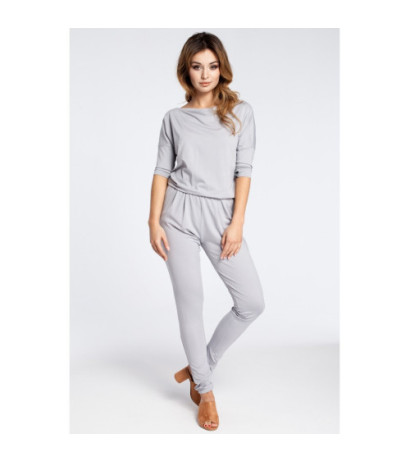 B038 Nowoczesny kombinezon z dekoltem typu woda - szary