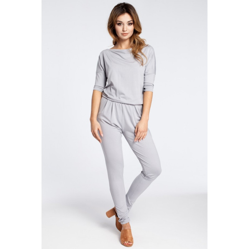 B038 Nowoczesny kombinezon z dekoltem typu woda - szary
