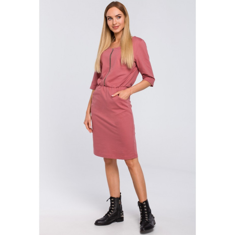 M476 Dresowa sukienka z zamkiem - róż indyjski