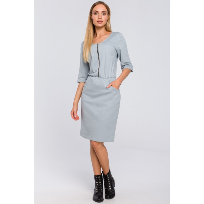 M476 Dresowa sukienka z zamkiem - kolor gołębi