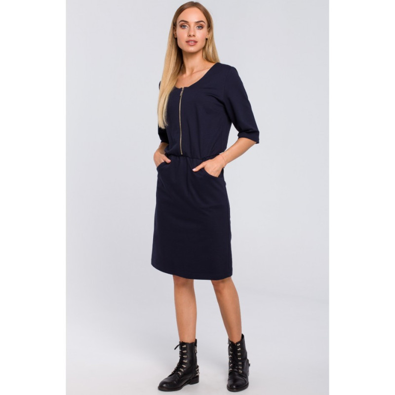 M476 Dresowa sukienka z zamkiem - granatowa