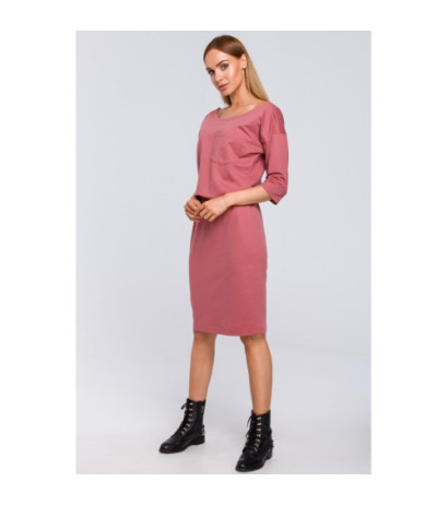 M478 Sukienka z kieszenią - róż indyjski