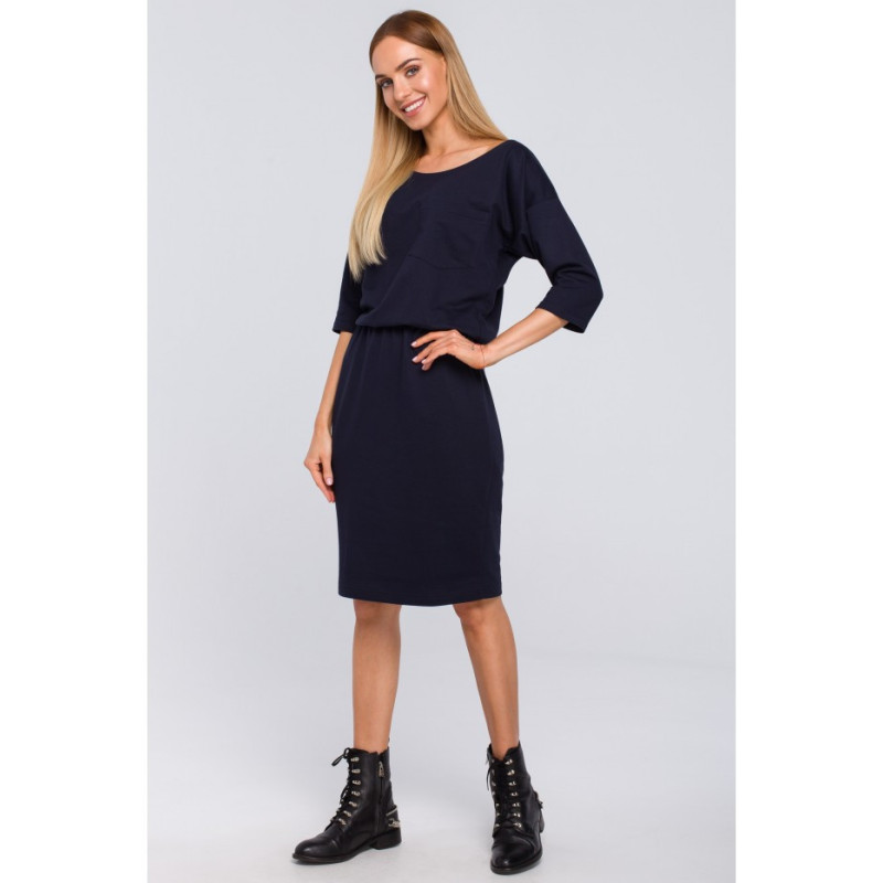 M478 Sukienka z kieszenią - granatowa