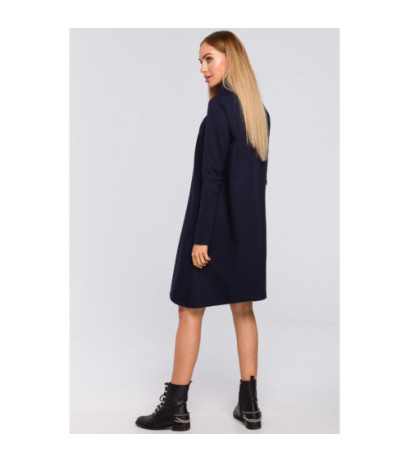 M480 Trapezowa sukienka z golfem - granatowa