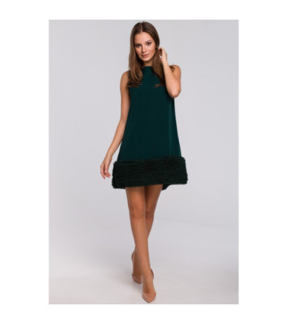 K038 Sukienka z pasem marszczonego tiulu - zielona