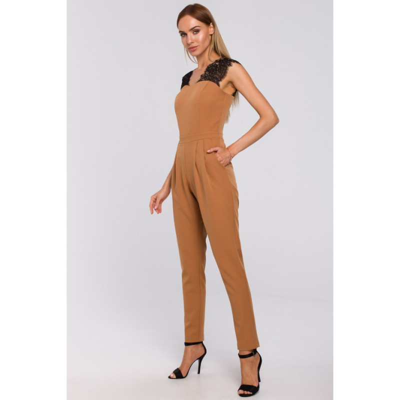 M484 Kombinezon z koronką - cynamonowy