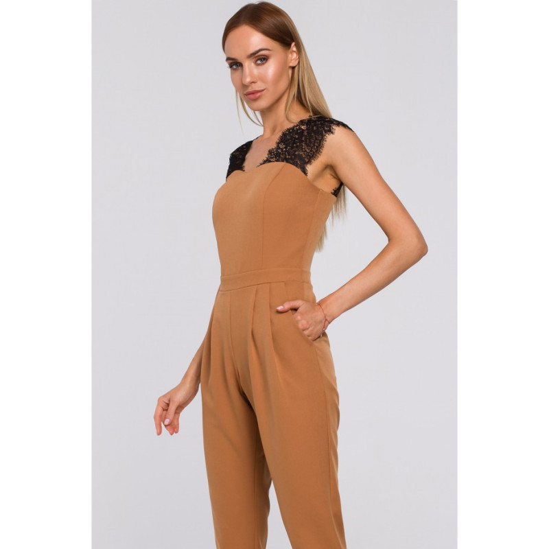 M484 Kombinezon z koronką - cynamonowy