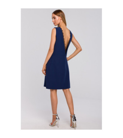 M490 Sukienka z głębokim dekoltem V na plecach - granatowa