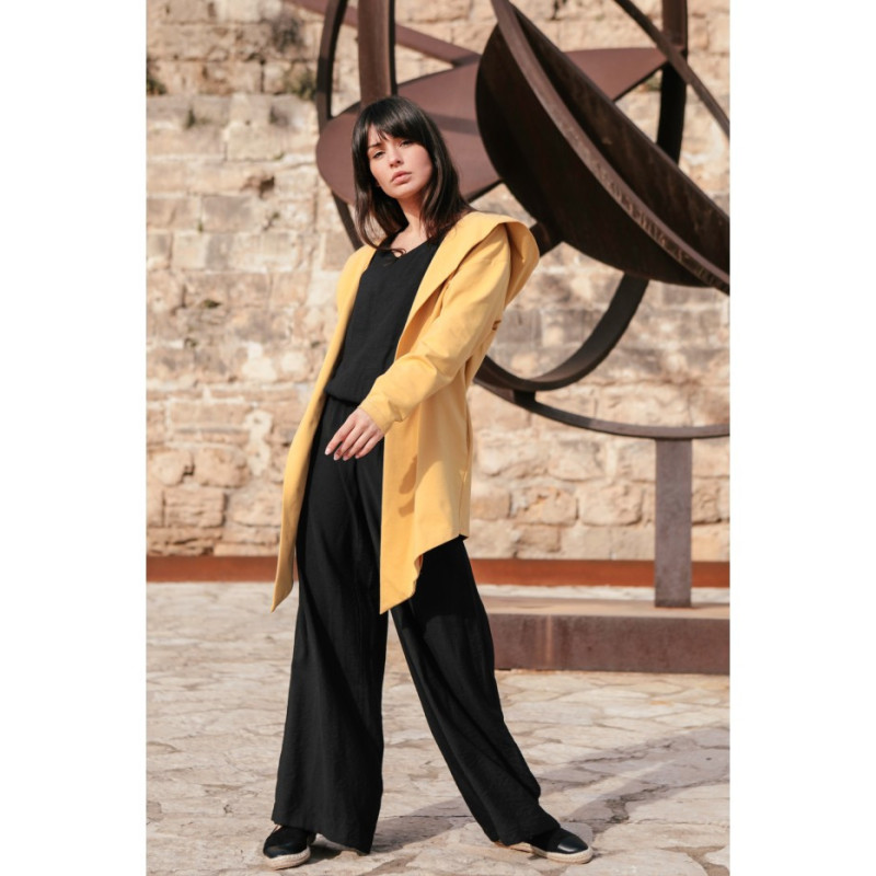 B137 Blezer z kapturem i bez zapięcia - żółty