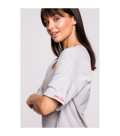 B147 T-shirt oversize z okrągłym dekoltem - szary