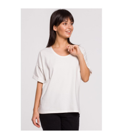 B147 T-shirt oversize z okrągłym dekoltem - ecru