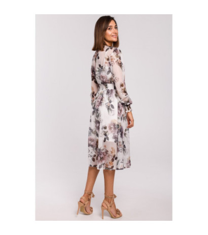 S213 Szyfonowa sukienka midi z długimi rękawami - model 1