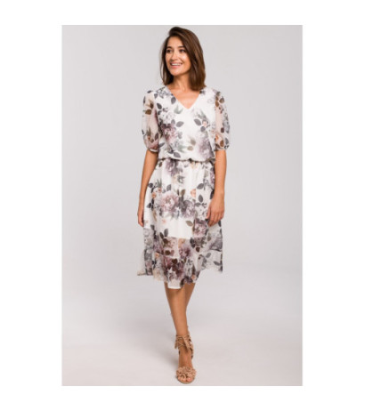 S215 Sukienka szyfonowa z falbanką - model 1