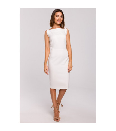 S216 Sukienka ołówkowa bez rękawów - ecru