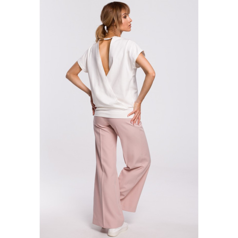 M498 Bluzka z krótkimi rękawami i zakładką z tyłu - ecru