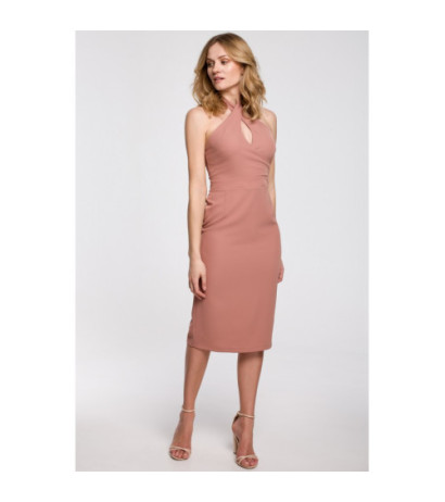 K043 Sukienka wiązana wokół szyi - różana