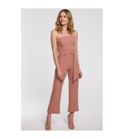 K045 Kombinezon z odkrytymi ramionami - różany