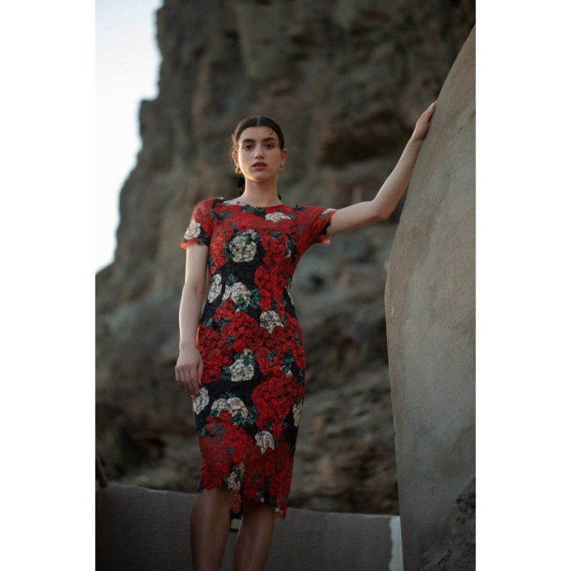 K061 Sukienka koronkowa z nadrukiem - model 1