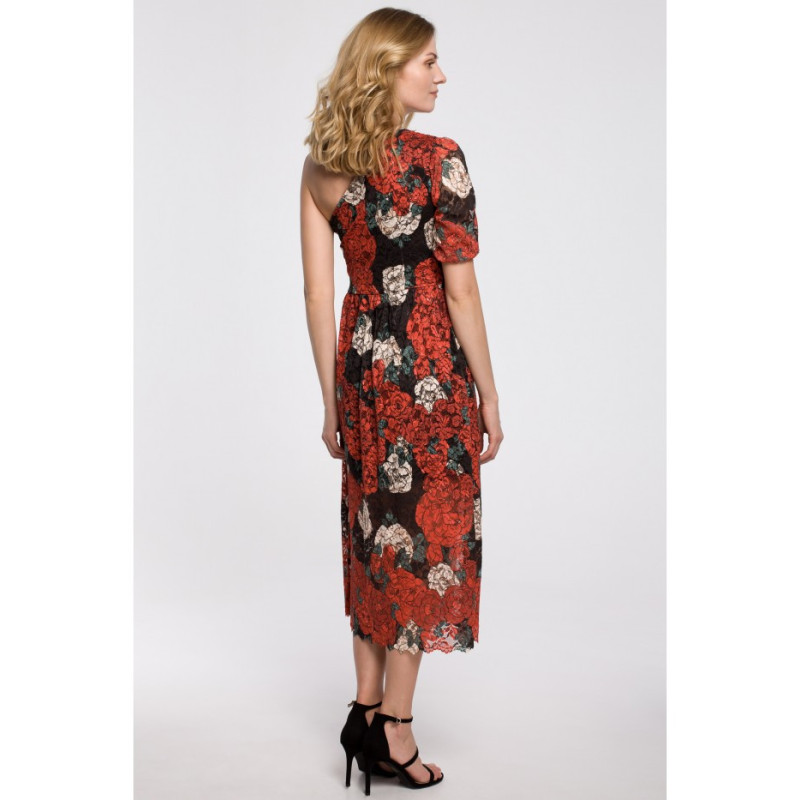 K062 Asymetryczna sukienka na jedno ramię - model 1