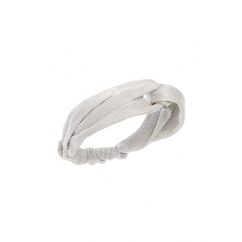 K069 Plisowana opaska do włosów - srebrna