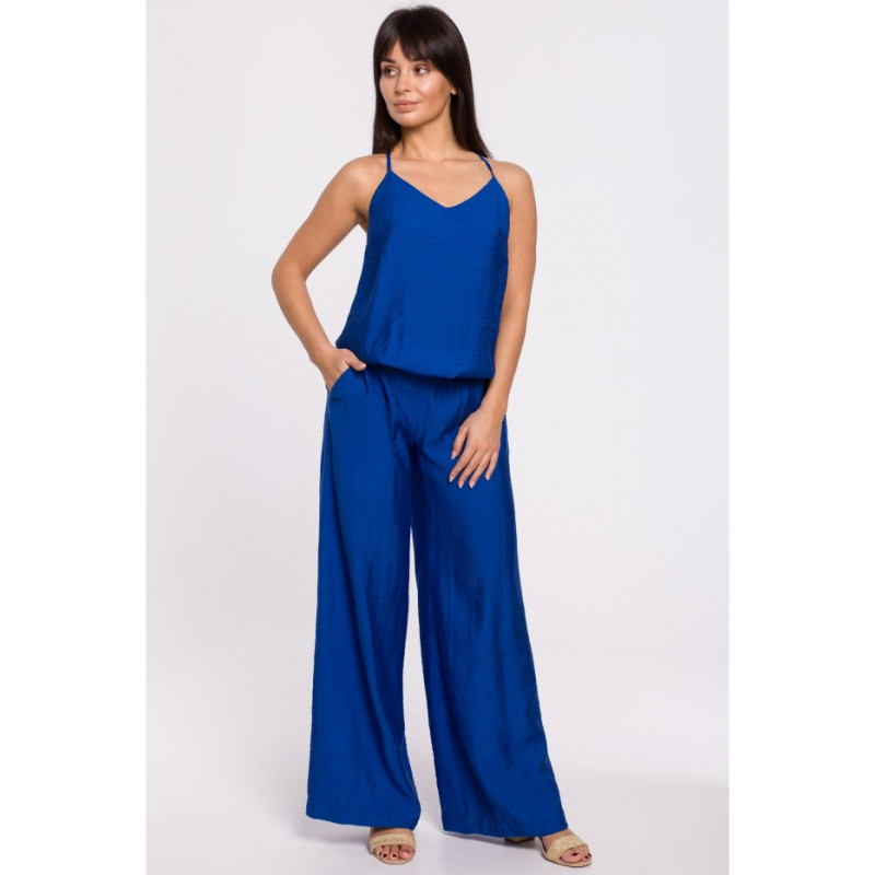 B155 Kombinezon z odkrytymi ramionami - chabrowy