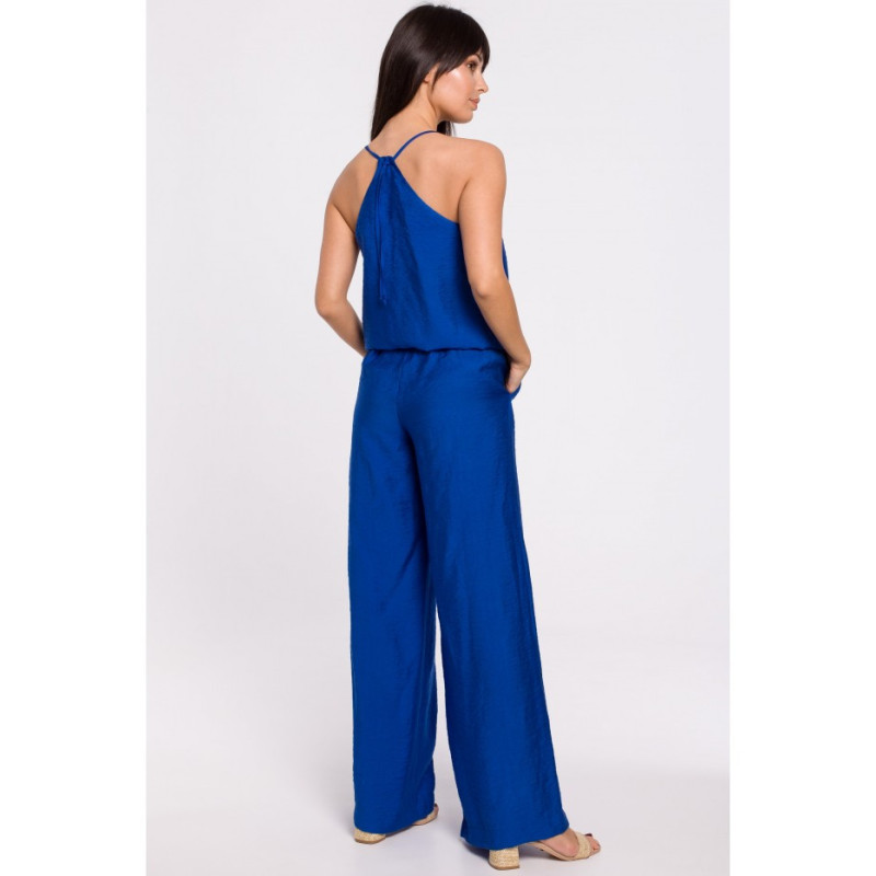 B155 Kombinezon z odkrytymi ramionami - chabrowy