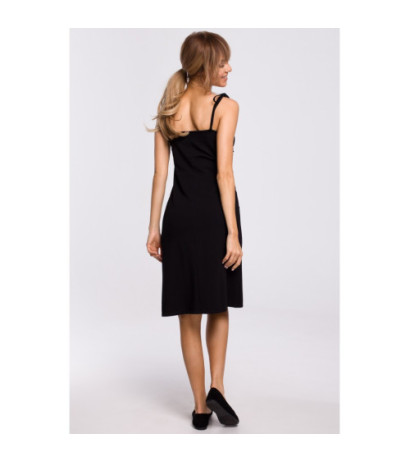 M516 Sukienka midi na cienkich ramiączkach - czarna