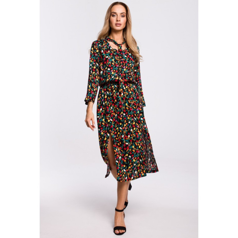 M519 Sukienka midi z rozcięciami na przodzie - model 6