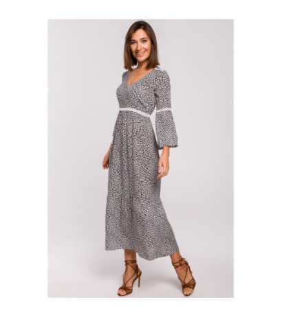 S222 Sukienka maxi z koronkowymi wstawkami - model 2