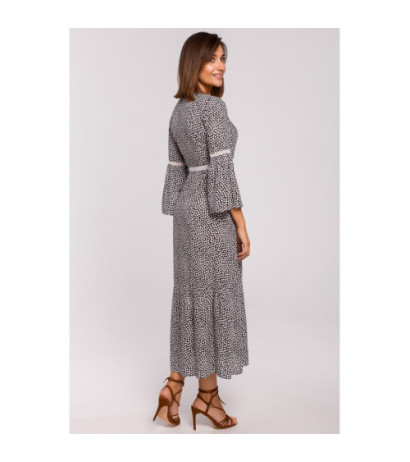 S222 Sukienka maxi z koronkowymi wstawkami - model 2