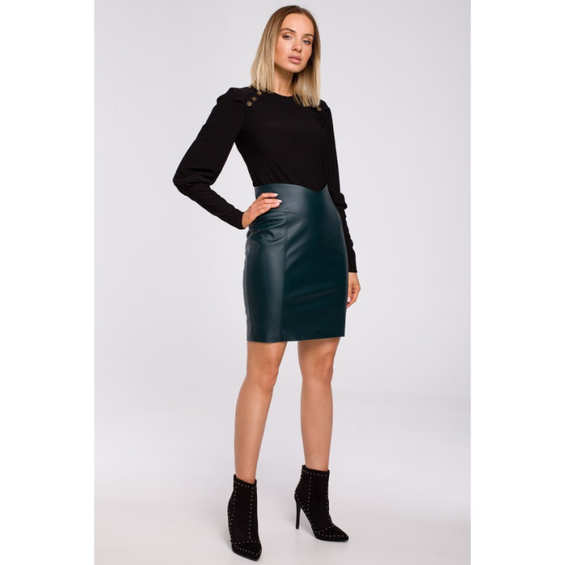 M527 Spódnica mini ze sztucznej skóry - zielona
