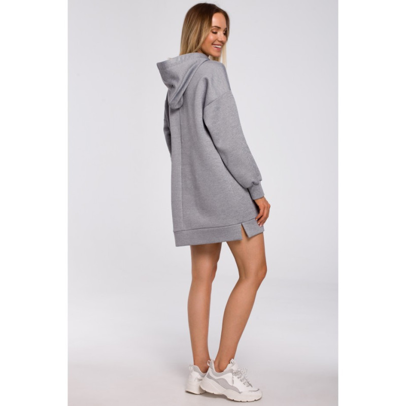 M534 Bluza oversize z kieszenią typu kangurek - stalowa