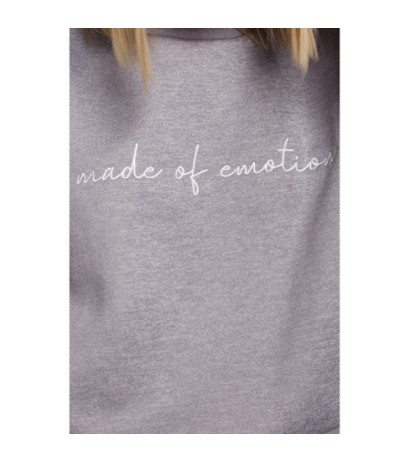 M536 Bluza szeroka z haftem - stalowa