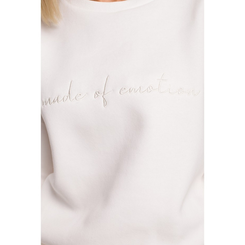 M536 Bluza szeroka z haftem - ecru