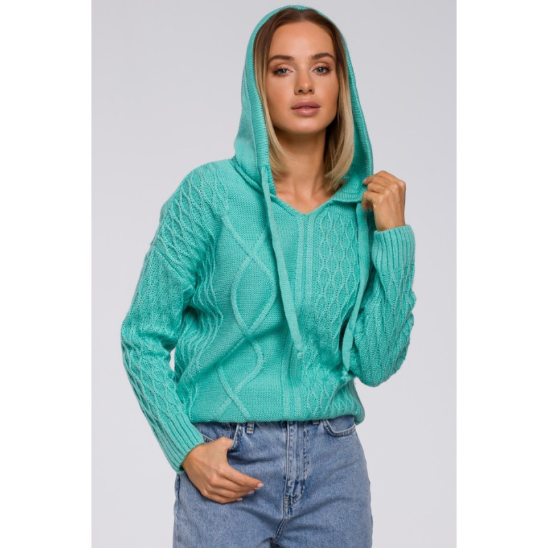 M540 Sweter z kapturem - seledynowy