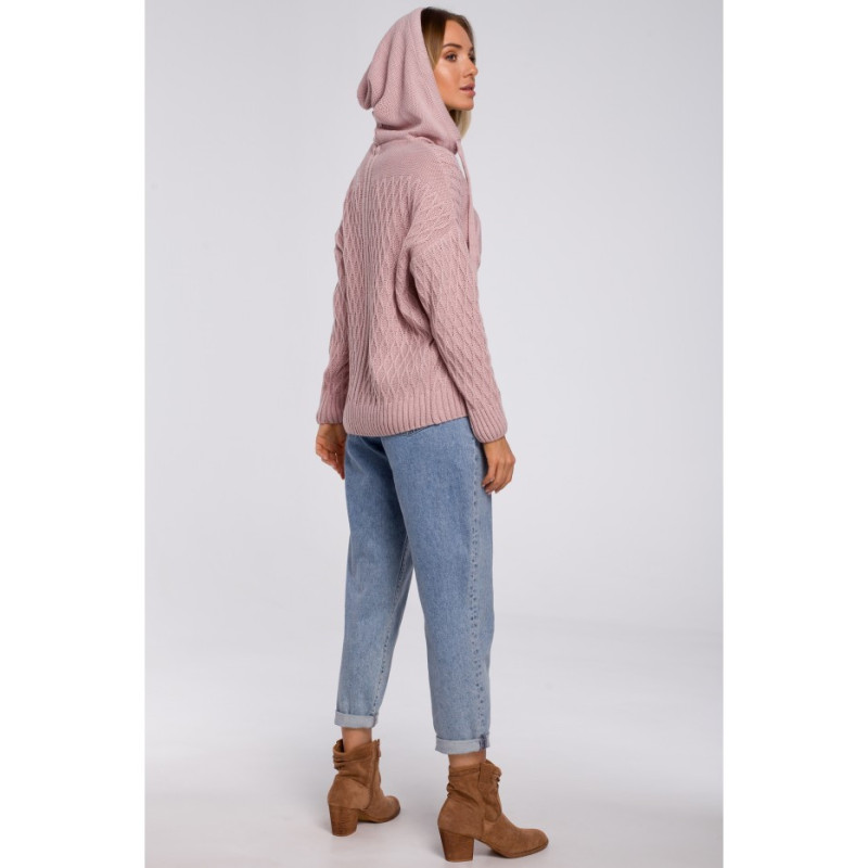 M540 Sweter z kapturem - różowy
