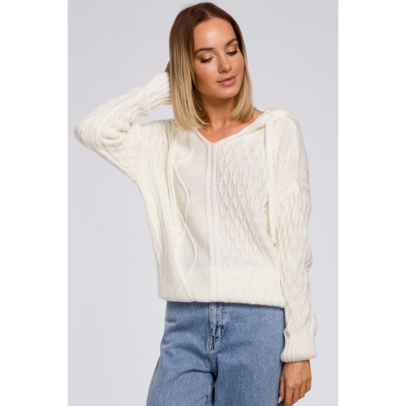 M540 Sweter z kapturem - ecru
