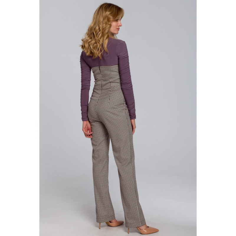 K073 Kombinezon z odkrytymi ramionami - brązowy