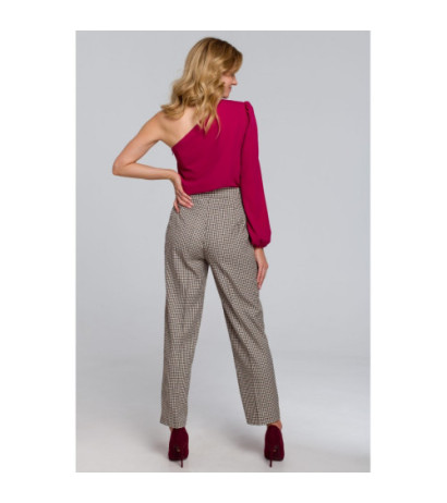 K080 Bluzka na jedno ramię - śliwkowa