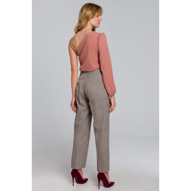 K080 Bluzka na jedno ramię - różana