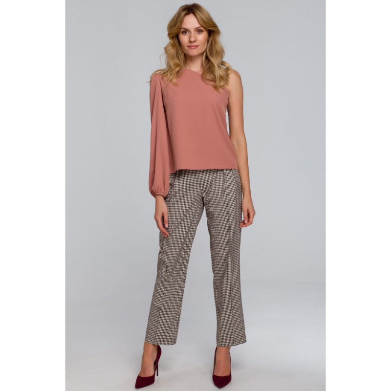 K080 Bluzka na jedno ramię - różana