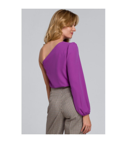 K080 Bluzka na jedno ramię - lawendowa