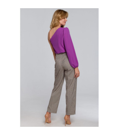 K080 Bluzka na jedno ramię - lawendowa