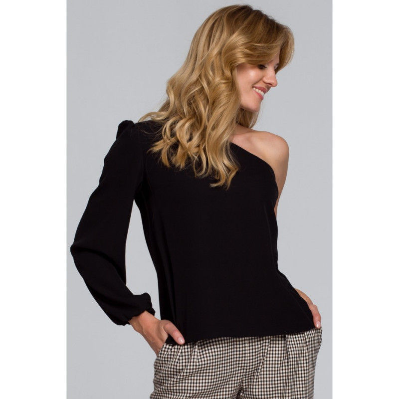 K080 Bluzka na jedno ramię - czarna