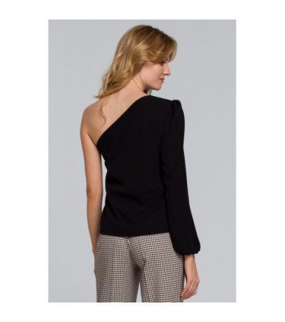 K080 Bluzka na jedno ramię - czarna
