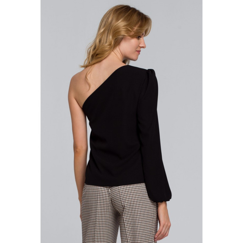K080 Bluzka na jedno ramię - czarna